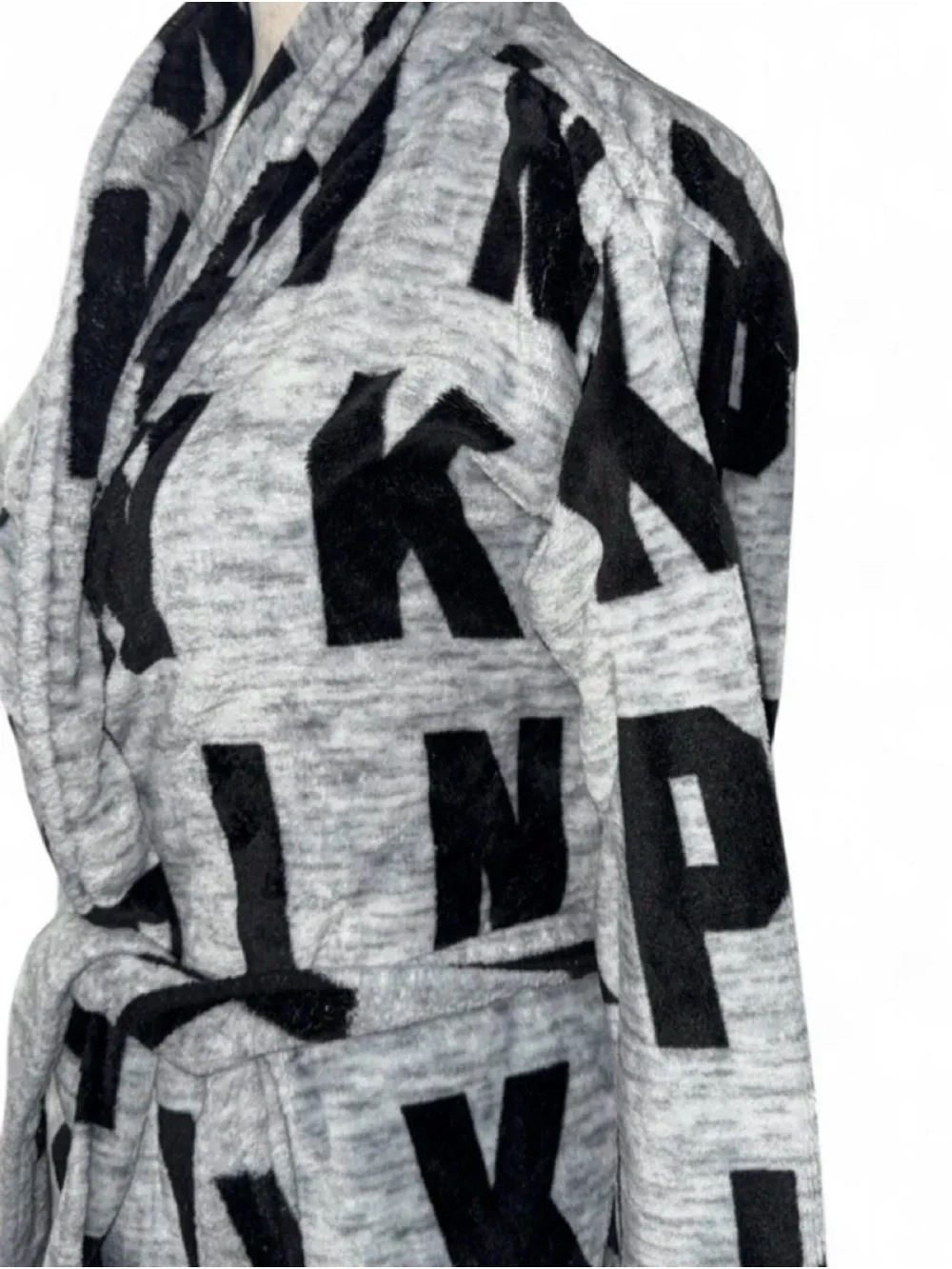 PINK Victoria's Secret Gray Robe with Black Logo Pattern